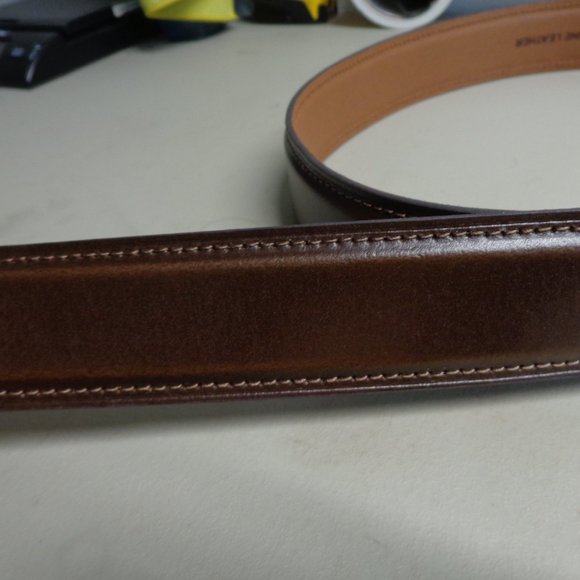 New Columbia brown leather double loop belt mens size 42 - Picture 4 of 7